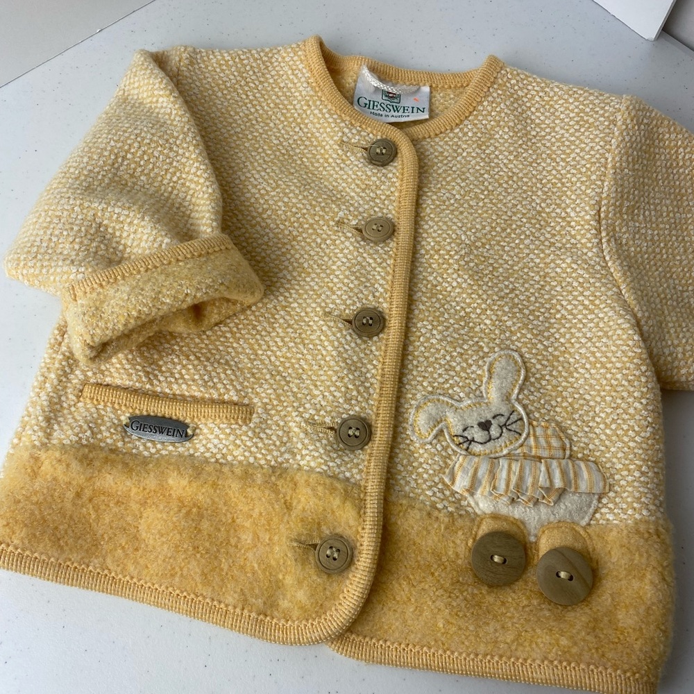 Giesswein Wool button up infant yellow sweater